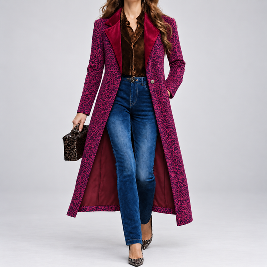 Ludovica | Cappotto lungo testurizzato color prugna