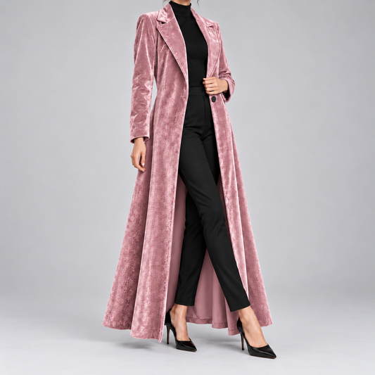 Beatrice | Cappotto Lungo Aperto in Velluto