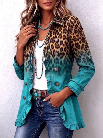 Cassandre | Blazer con Volant e Stampa Leopardata Sfumata