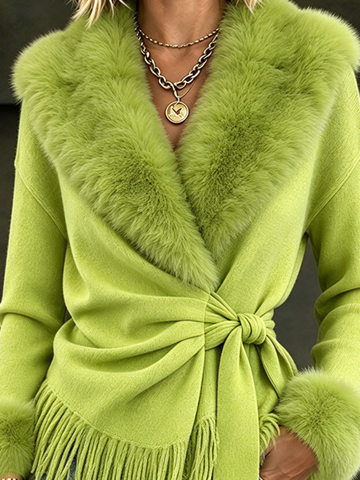 Clotilde | Cardigan Incrociato con Cintura e Frange