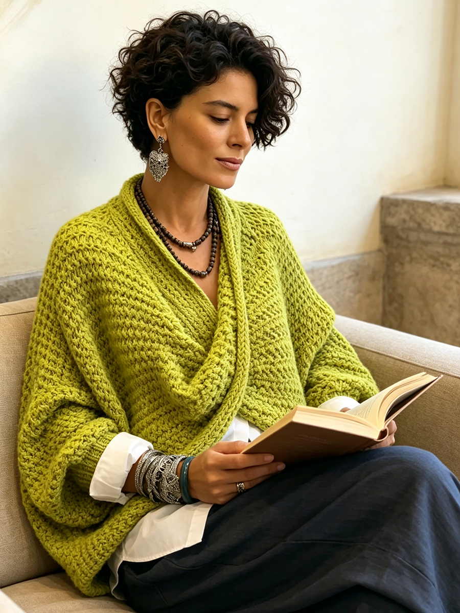Celia | Maglia Incrociata con Scollo a V e Maniche a Pipistrello