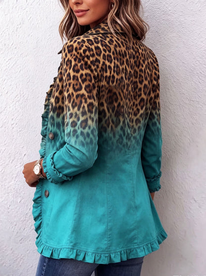 Cassandre | Blazer con Volant e Stampa Leopardata Sfumata