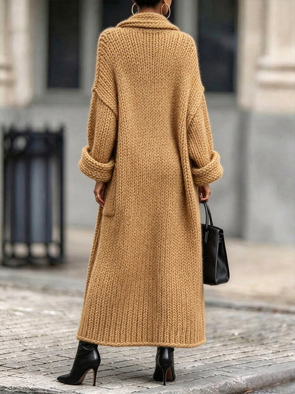 Caterina | Cardigan Lungo a Maglia Grossa con Collo a Scialle