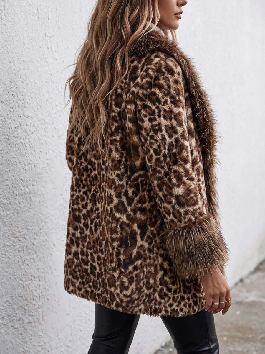 Margherita | Cappotto Leopardato Aperto con Bordi in Ecopelliccia