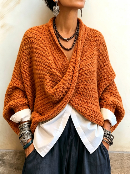 Celia | Maglia Incrociata con Scollo a V e Maniche a Pipistrello
