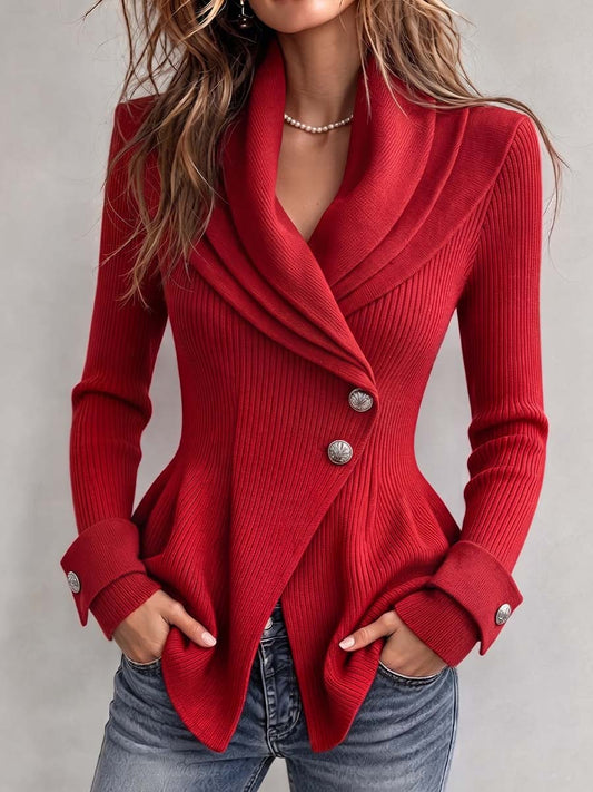 Eloisa | Cardigan a Coste con Baschina e Chiusura Asimmetrica