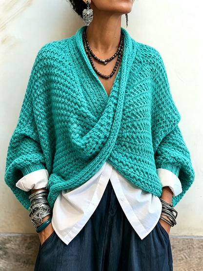 Celia | Maglia Incrociata con Scollo a V e Maniche a Pipistrello