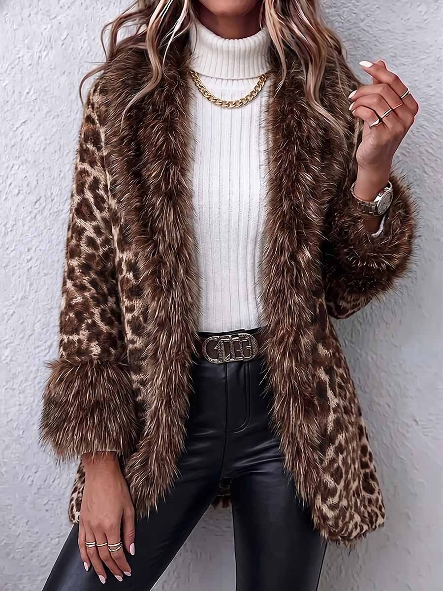 Margherita | Cappotto Leopardato Aperto con Bordi in Ecopelliccia