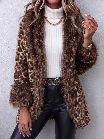 Margherita | Cappotto Leopardato Aperto con Bordi in Ecopelliccia