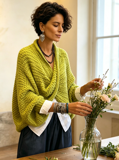 Celia | Maglia Incrociata con Scollo a V e Maniche a Pipistrello