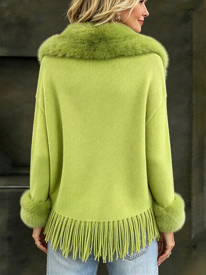 Clotilde | Cardigan Incrociato con Cintura e Frange