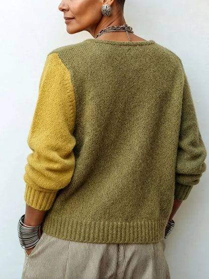 Costanza | Maglia Color Block con Bottoni Diagonali