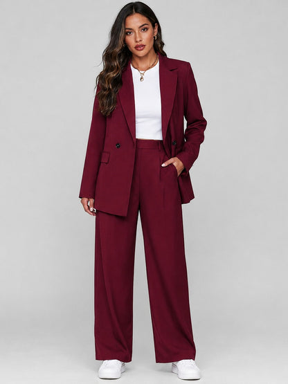 Vincenza, completo blazer lungo e pantaloni ampi, bordeaux