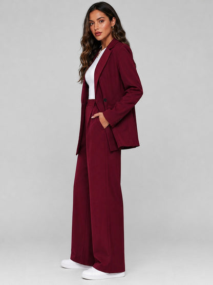 Vincenza, completo blazer lungo e pantaloni ampi, dettaglio