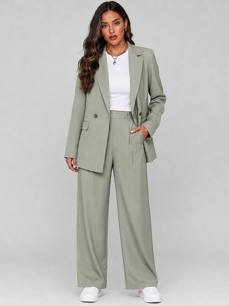 Vincenza, completo blazer lungo e pantaloni ampi, dettaglio