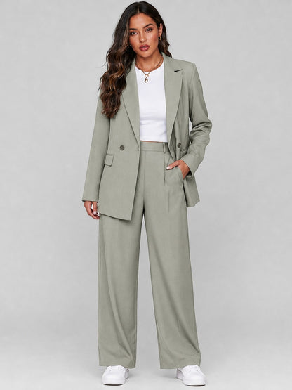 Vincenza, completo blazer lungo e pantaloni ampi, dettaglio