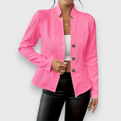 Loretta — Cardigan con Bottoni e Lavorazione a Trecce e Rombi