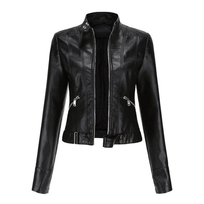 Lina, Giacca Biker Corta con Collo Alto