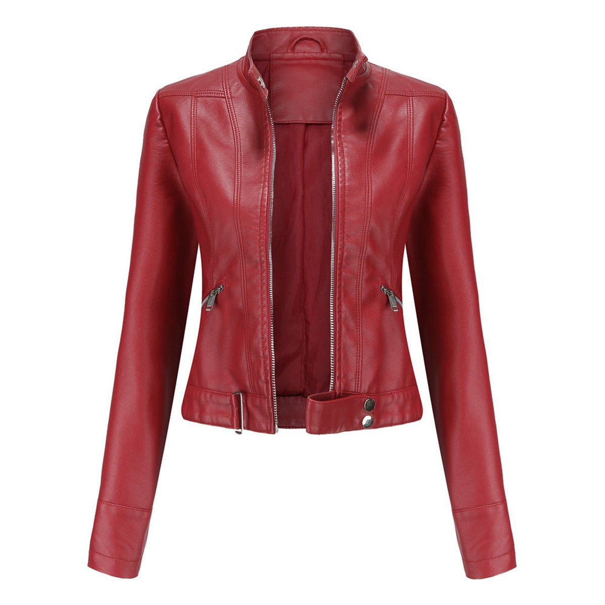 Lina, Giacca Biker Corta con Collo Alto