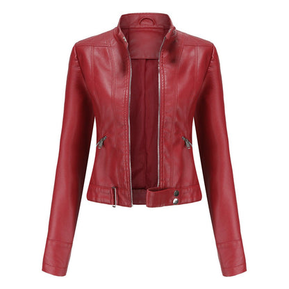 Lina, Giacca Biker Corta con Collo Alto