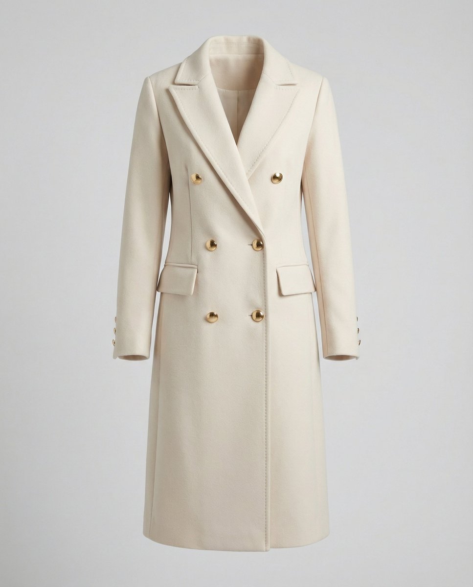 Emilia — Cappotto Midi Doppiopetto con Maniche Lunghe