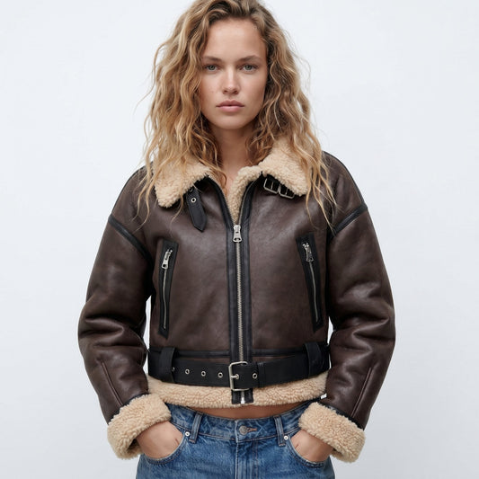 Verena, Giacca Aviator Corta con Cintura