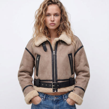 Verena, Giacca Aviator Corta con Cintura