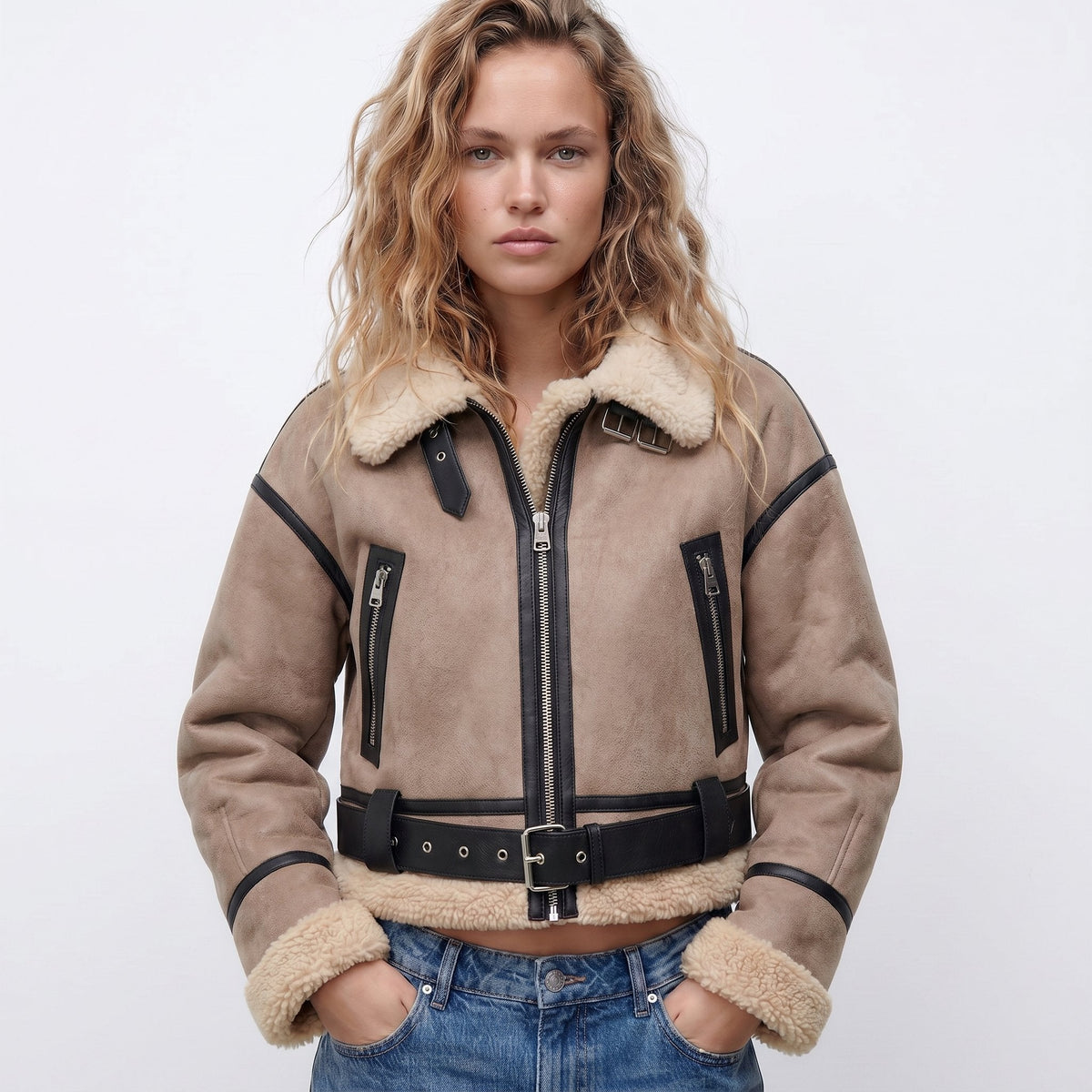 Verena, Giacca Aviator Corta con Cintura