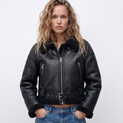 Verena, Giacca Aviator Corta con Cintura