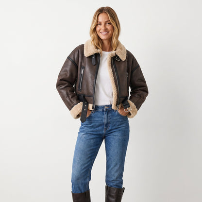 Verena, Giacca Aviator Corta con Cintura