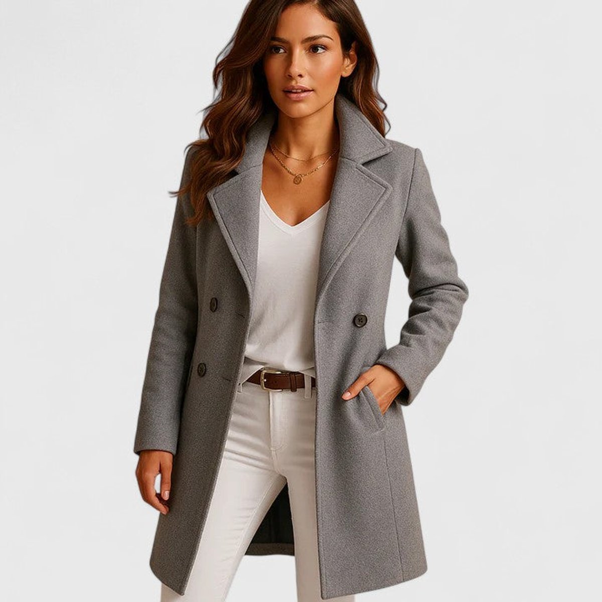 Bianca — Cappotto Lungo Sagomato con Revers