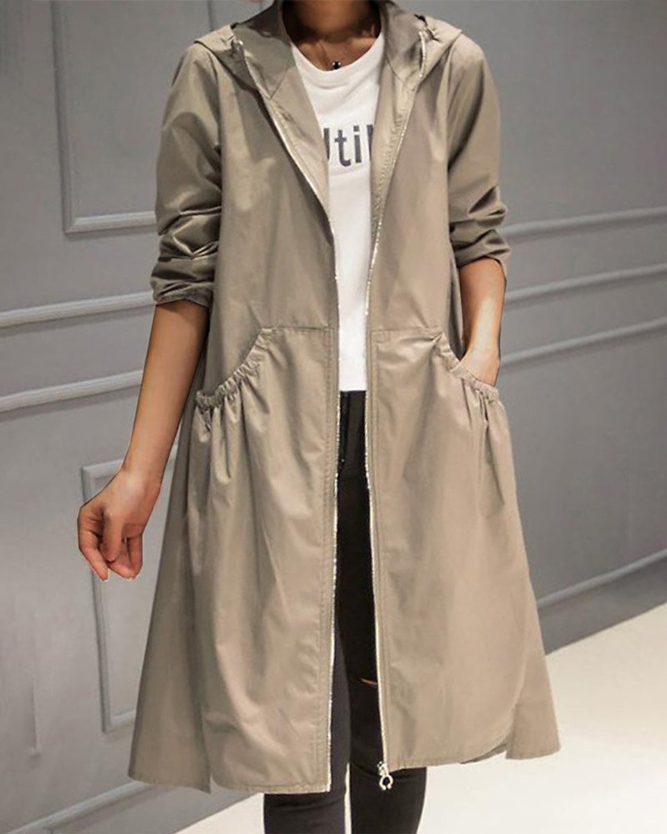 Catia, Trench Lungo con Cappuccio e Zip