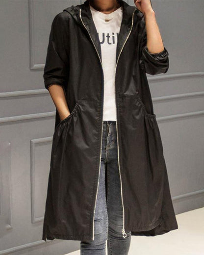Catia, Trench Lungo con Cappuccio e Zip