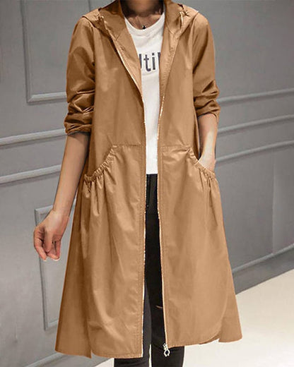Catia, Trench Lungo con Cappuccio e Zip