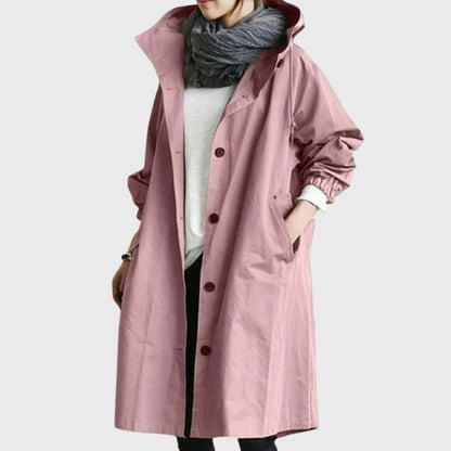 Rita — Trench Lungo Morbido con Cappuccio e Tasche