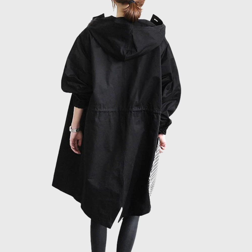 Rita — Trench Lungo Morbido con Cappuccio e Tasche