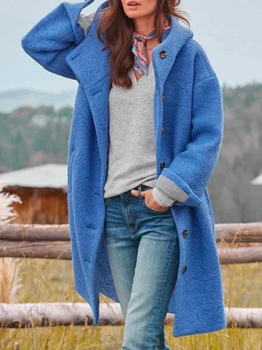 Eleonora — Cappotto Lungo con Cappuccio e Bottoni