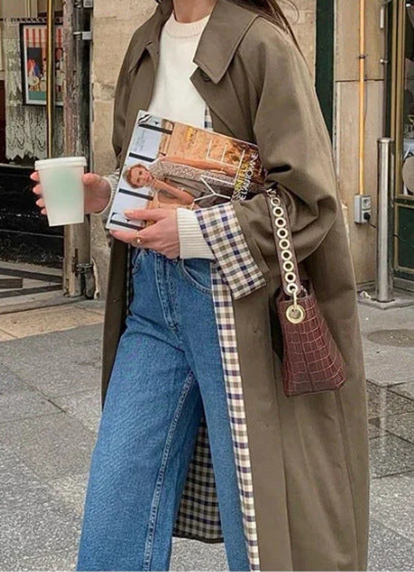 Lucia, Trench Lungo Oversize con Fodera a Quadri