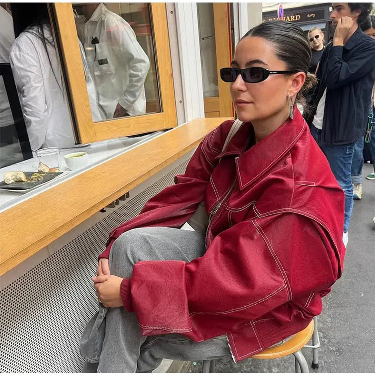 Renata, Bomber Oversize con Cuciture a Contrasto