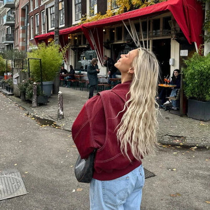 Renata, Bomber Oversize con Cuciture a Contrasto
