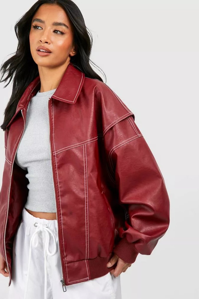 Renata, Bomber Oversize con Cuciture a Contrasto
