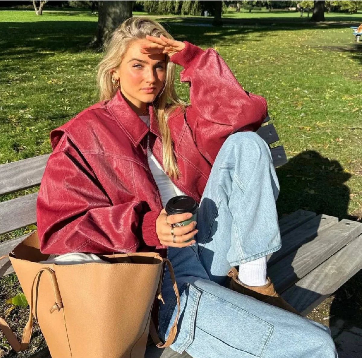 Renata, Bomber Oversize con Cuciture a Contrasto