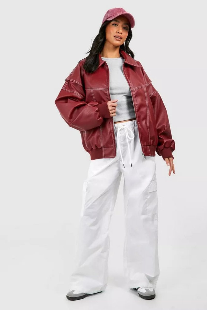 Renata, Bomber Oversize con Cuciture a Contrasto