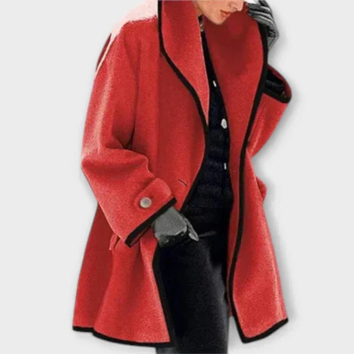 Flora — Cappotto Oversize con Bordi a Contrasto