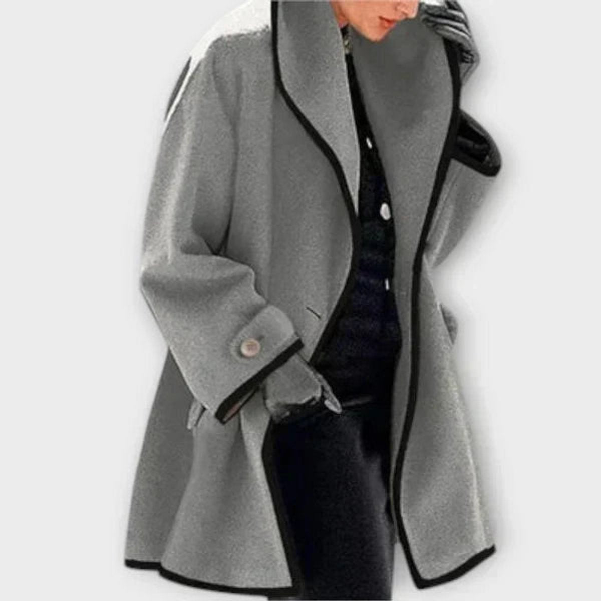 Flora — Cappotto Oversize con Bordi a Contrasto