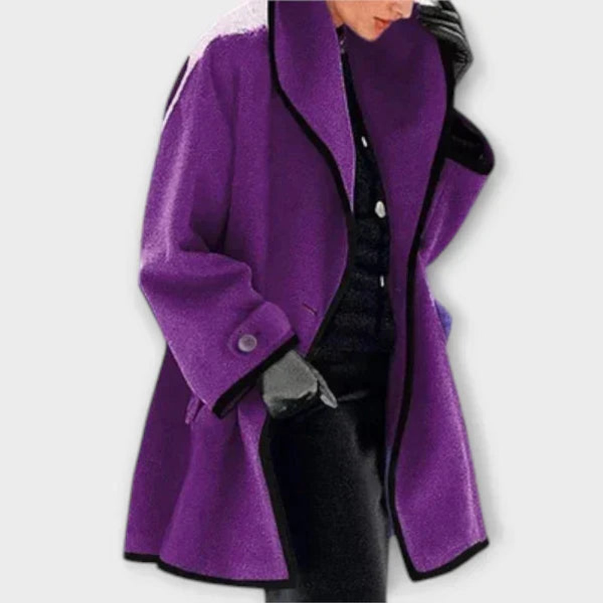 Flora — Cappotto Oversize con Bordi a Contrasto