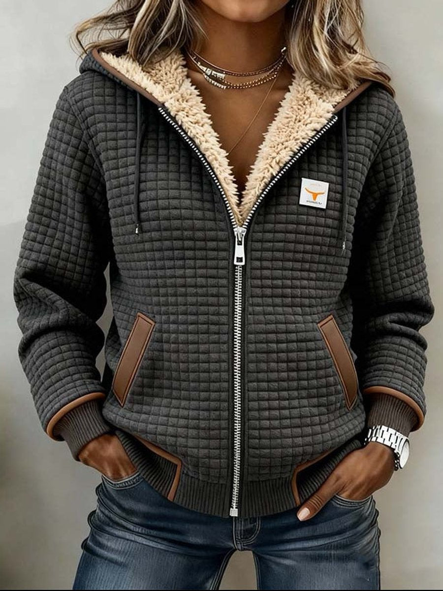 Aida | Giacca Trapuntata con Cappuccio in Sherpa, Grigio