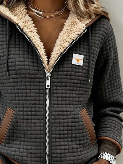 Aida | Giacca Trapuntata con Cappuccio in Sherpa, Grigio