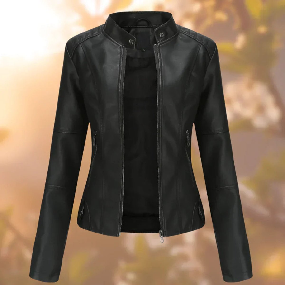 Larissa — Giacca Biker Aderente con Zip e Tasche Laterali