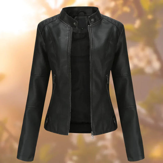 Larissa — Giacca Biker Aderente con Zip e Tasche Laterali